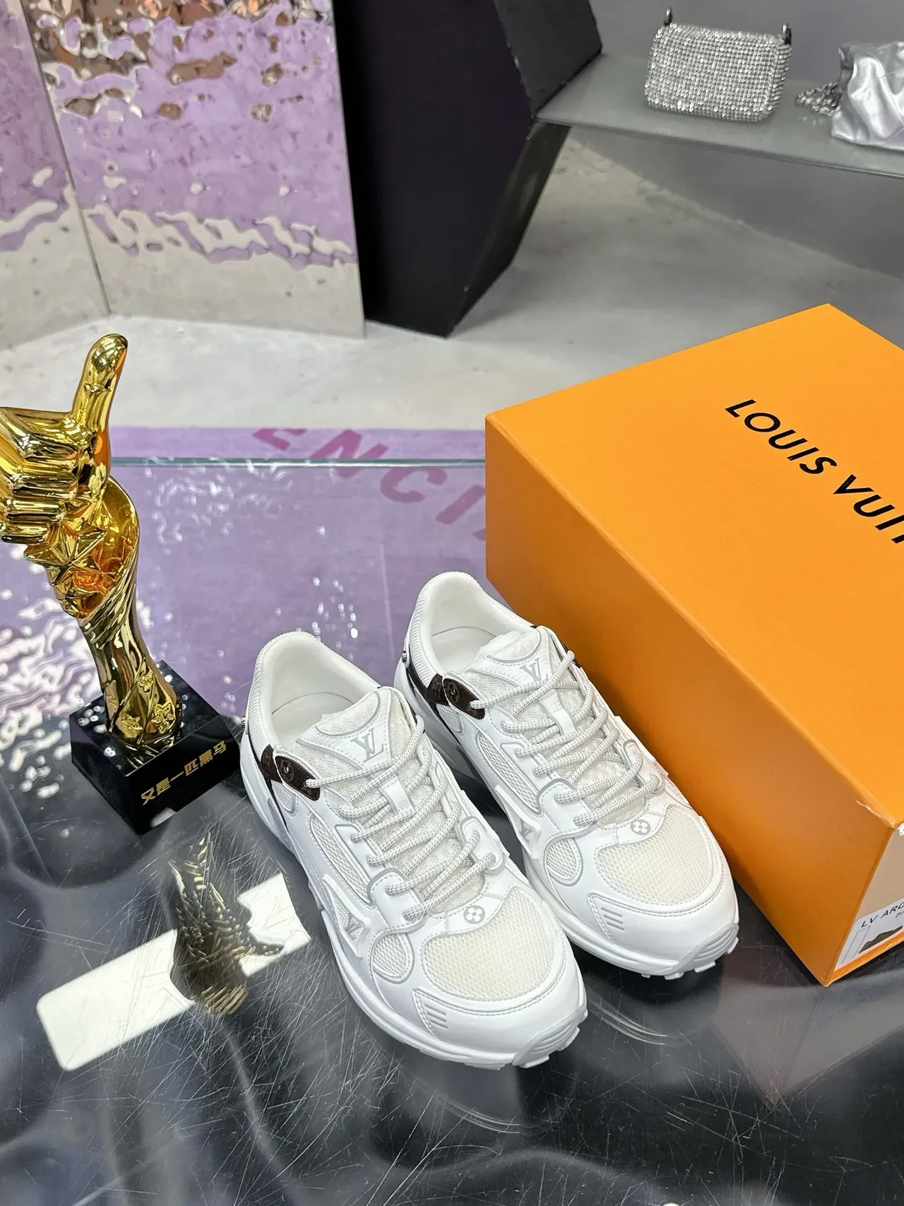 Louis Vuitton White Brown Chunky Midsole Mesh And Monogram Leather Overlay Lifestyle Sneakers 5