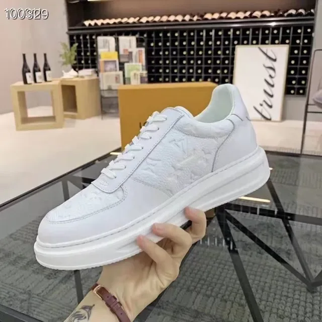 Louis Vuitton White Embossed Monogram Leather Thick Platform Sole Lifestyle Sneakers 4