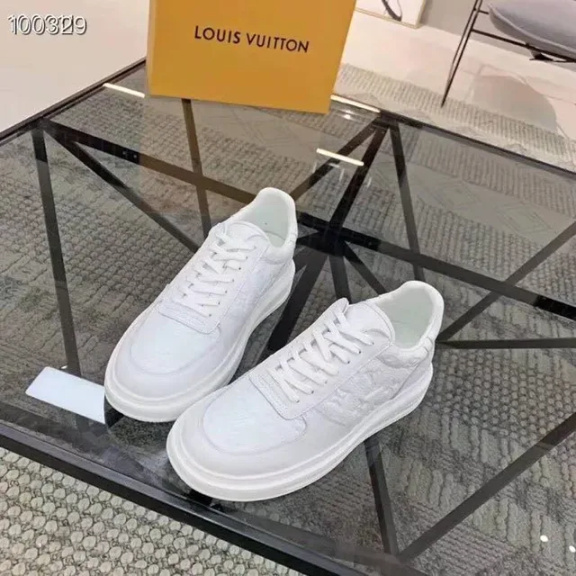 Louis Vuitton White Embossed Monogram Leather Thick Platform Sole Lifestyle Sneakers 5