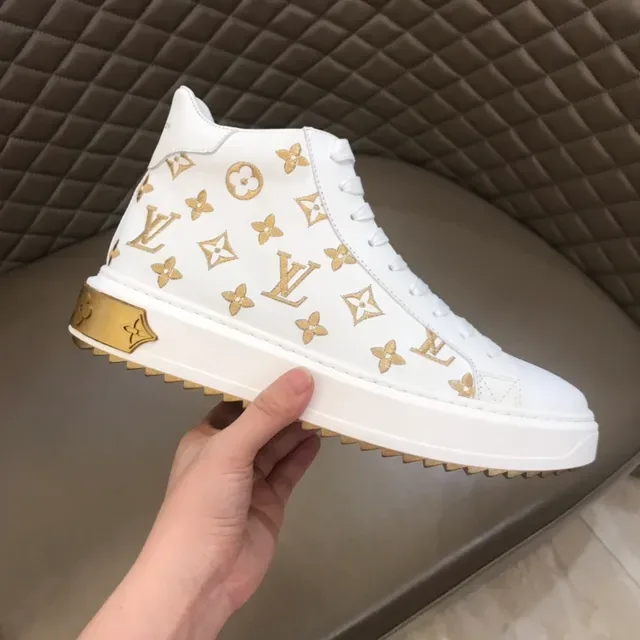 Louis Vuitton White Gold Monogram-Printed High-Top Lifestyle Sneakers 3
