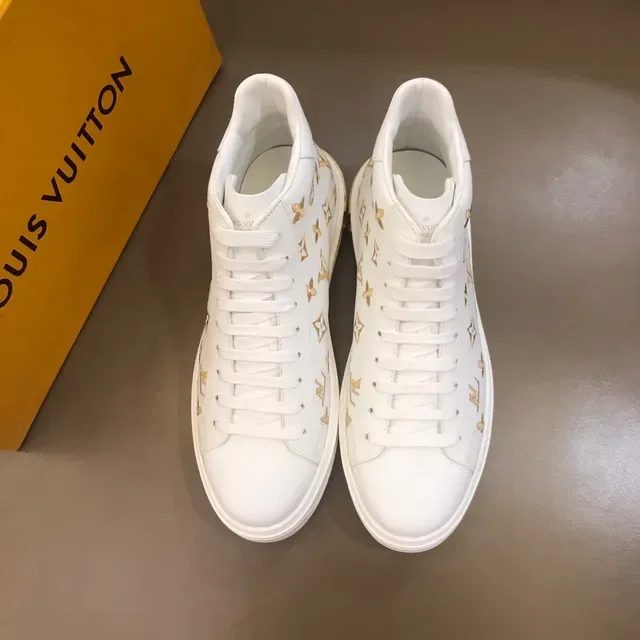 Louis Vuitton White Gold Monogram-Printed High-Top Lifestyle Sneakers 7
