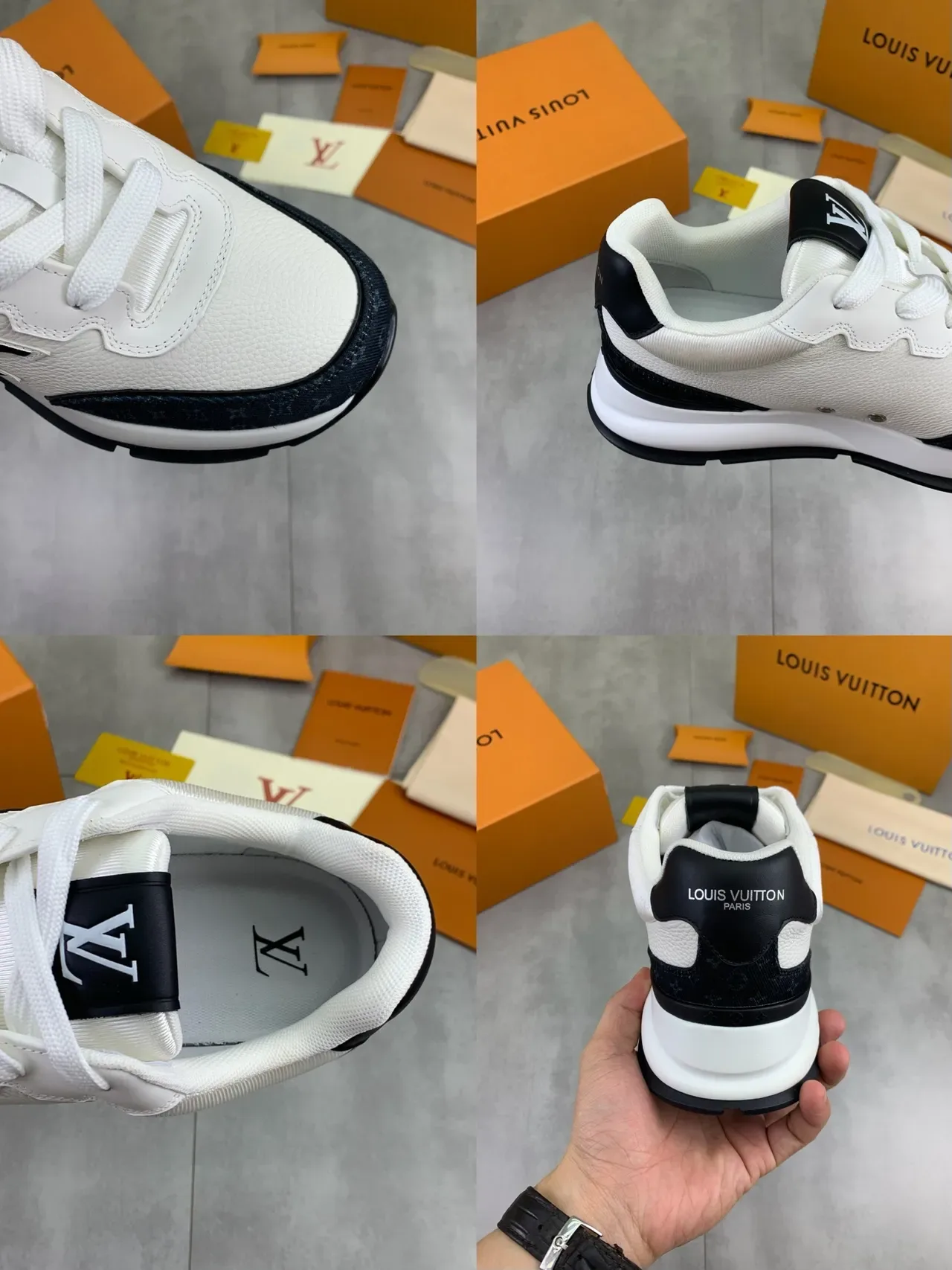 Louis Vuitton Zapatillas Lifestyle Blanco y Marino Monograma Lona Paneles Suela Esculpida 3