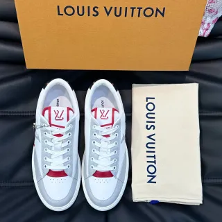 Louis Vuitton Zapatillas Lifestyle Blancos Rojos Cuero Superior Bajo