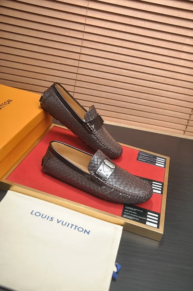 Louis Vuitton Woven Leather Buckle Strap Loafers 4