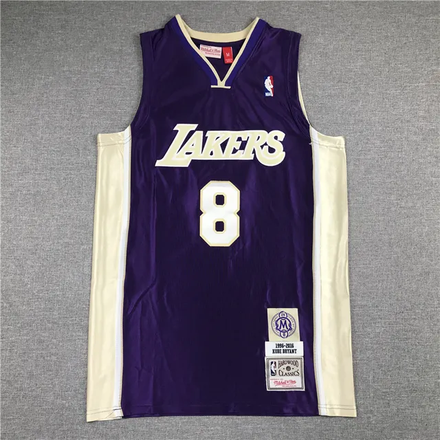 Mitchell & Ness Hardwood Classics Lakers Kobe Bryant Morado Crema Camiseta 3