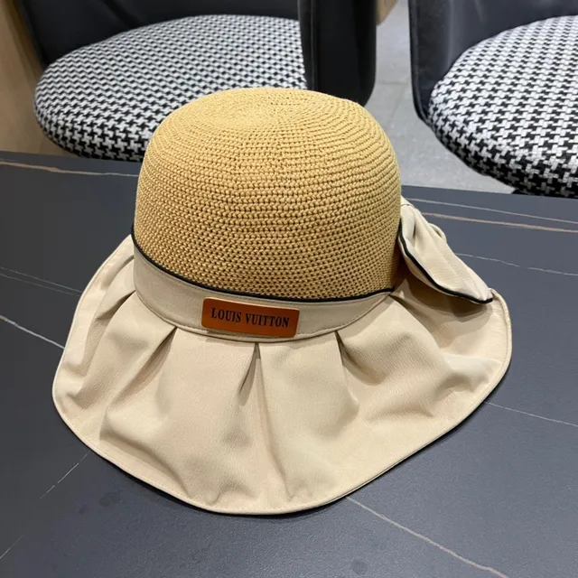 Miu Miu Bege Preto chapéu bucket com aba larga malha coroa 8