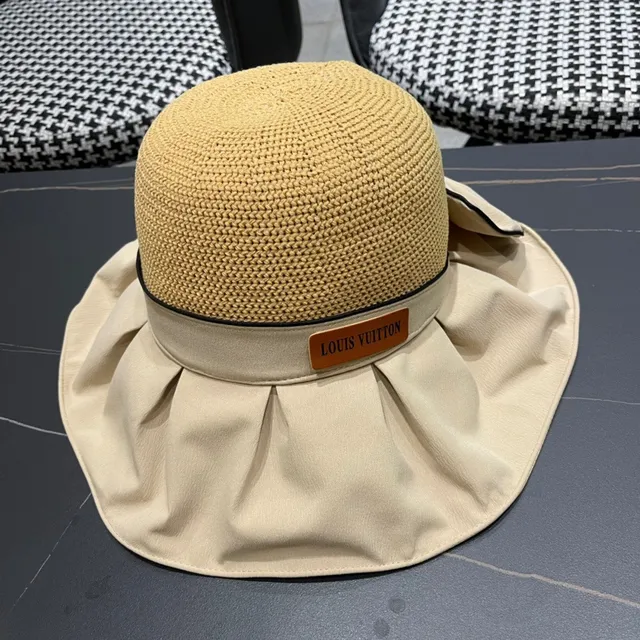 Miu Miu Bege Preto chapéu bucket com aba larga malha coroa 9