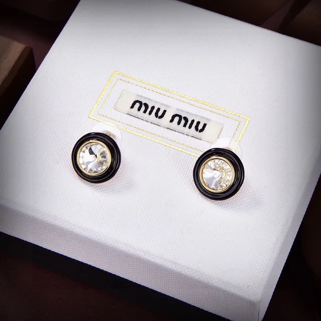 Miu Miu কালো ও সোনালি ক্রিস্টাল স্টাড ইয়াররিংস 3