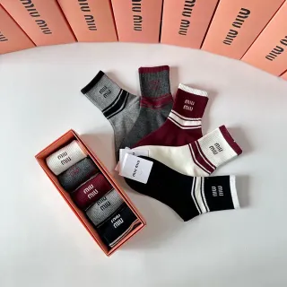 Miu Miu Logo Stripe Ankle Socks