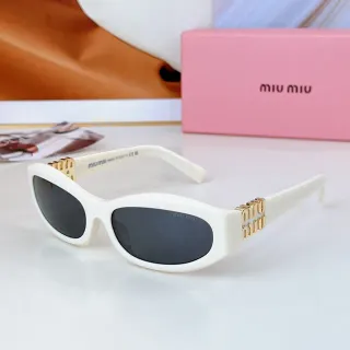 Miu Miu Wander सफेद एसीटेट सोने के हार्डवेयर सनग्लास