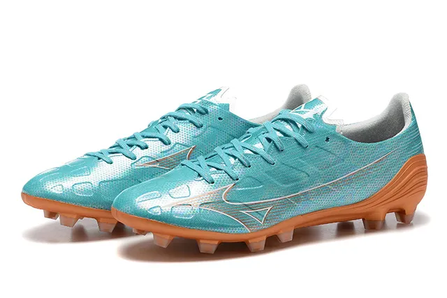Mizuno Blue Orange Iridescent Synthetic Upper Conical Molded Studs Firm-Ground Soccer Shoes 8