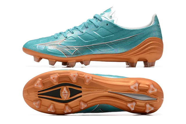 Mizuno Blue Orange Iridescent Synthetic Upper Conical Molded Studs Firm-Ground Soccer Shoes 9