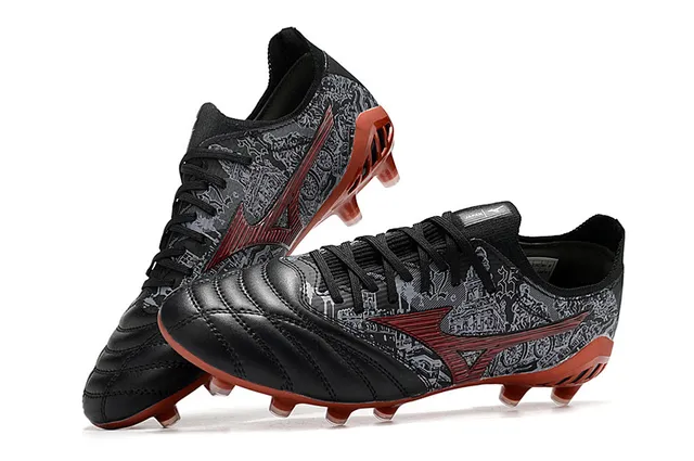 Mizuno Morelia Neo Black Red Gray Firm-Ground أحذية كرة القدم 2
