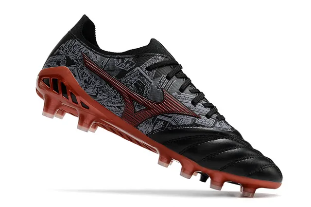 Mizuno Morelia Neo Black Red Gray Firm-Ground أحذية كرة القدم 3