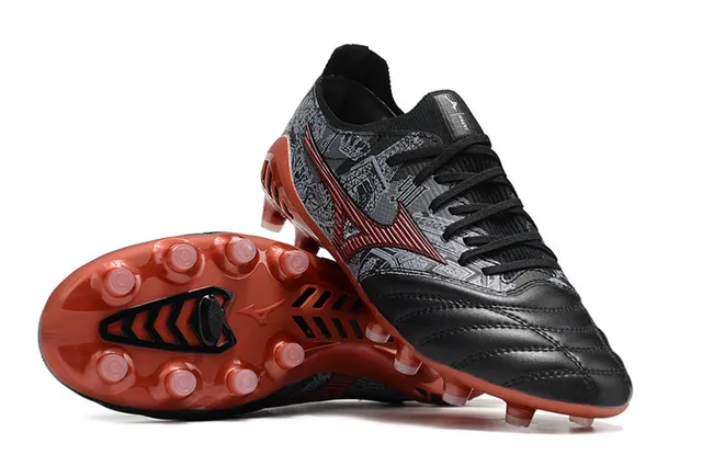 Mizuno Morelia Neo Black Red Gray Firm-Ground أحذية كرة القدم 5