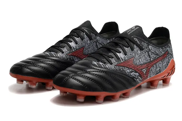 Mizuno Morelia Neo Black Red Gray Firm-Ground أحذية كرة القدم 8
