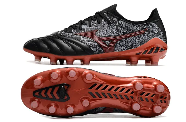 Mizuno Morelia Neo Black Red Gray Firm-Ground أحذية كرة القدم 9
