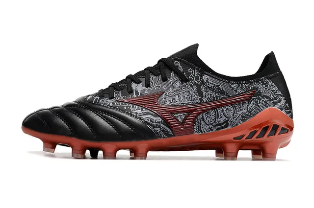Mizuno Morelia Neo Black Red Gray Firm-Ground أحذية كرة القدم 10