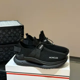 مونكلر أسود تريكو slip-on تفاصيل حزام مرن lifestyle sneakers