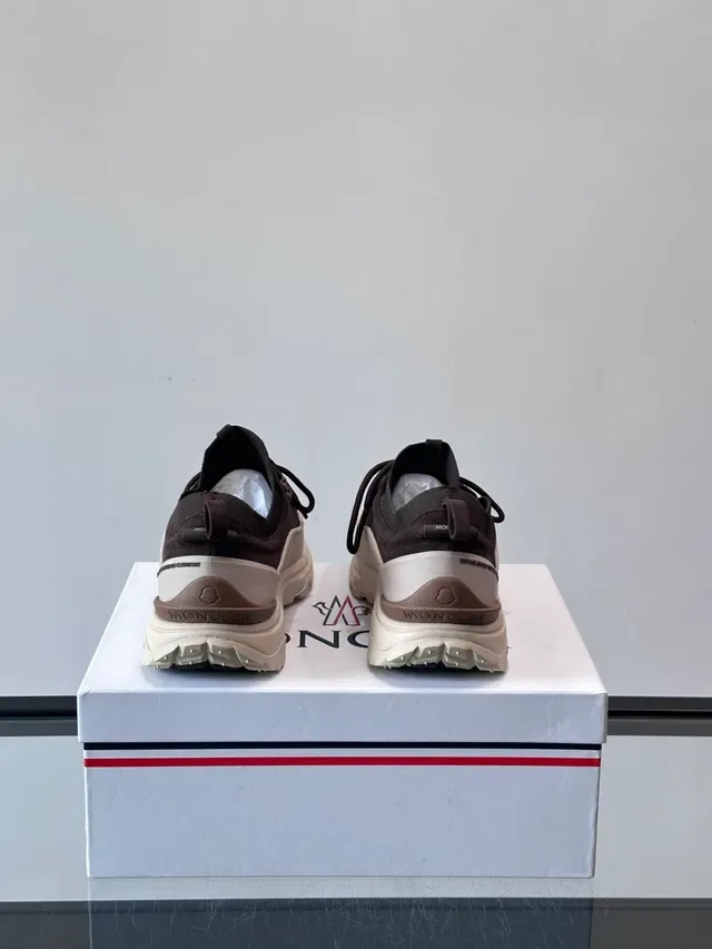 Moncler Marrón Beige Suela Gruesa Cuello de Punto Acanalado Zapatillas Lifestyle 3