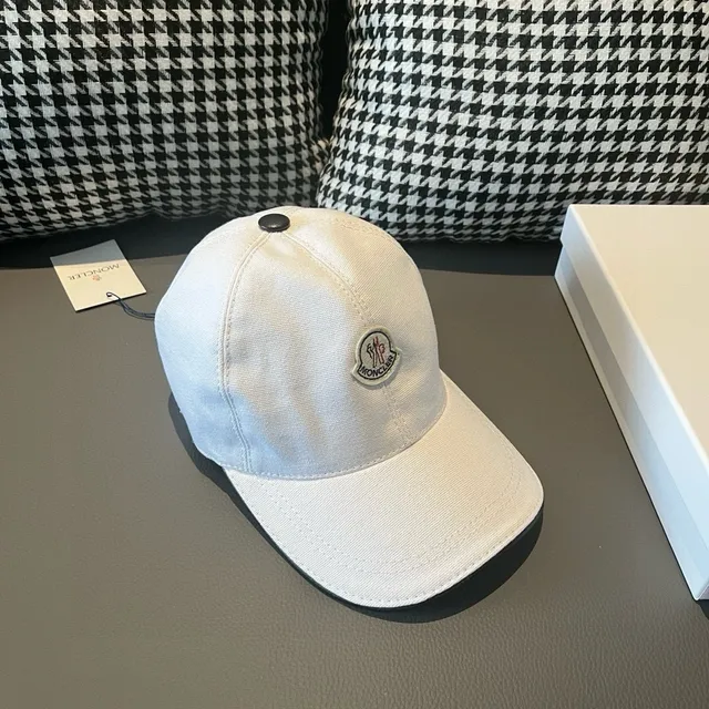 Moncler أبيض أسود منظم ستة ألواح شعار مطرز قبعة بيسبول 4