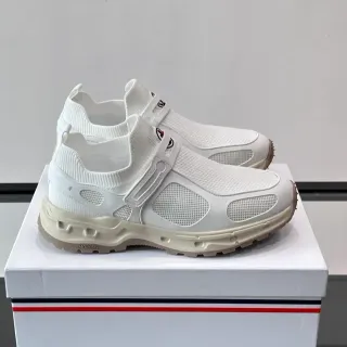 Moncler White Mesh Slip-On Sneakers
