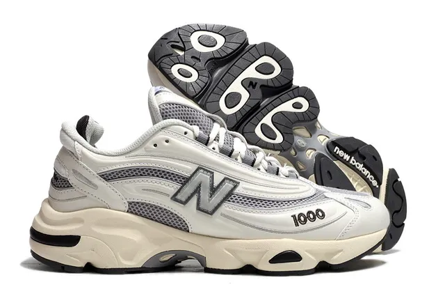 New Balance 1000 Off-White Gray Chunky Sneakers 4