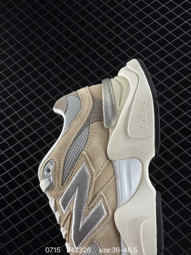 New Balance 342326 Beige Gray Layered Sole Suede And Mesh Upper Chunky Sneakers 7