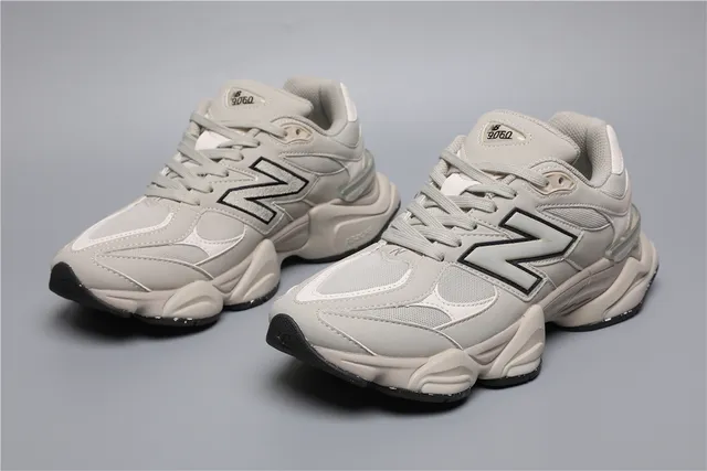New Balance 9060 Beige and Black Chunky Sneakers 5