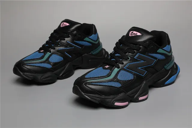 New Balance 9060 حذاء رياضي سميك أسود أزرق أزرق فاتح وردي 5