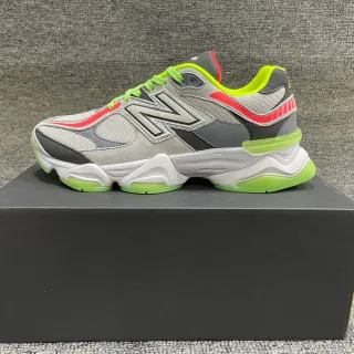 New Balance 9060 Gris Blanc Vert Lime Néon Chunky Sneakers