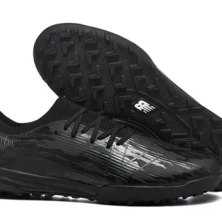 New Balance काला एक रंग का चमकदार उभरा हुआ ऊपरी टर्फ फुटबॉल जूते