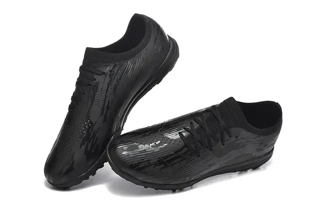 New Balance Black Monochrome Glossy Embossed Upper Turf Soccer Shoes 2