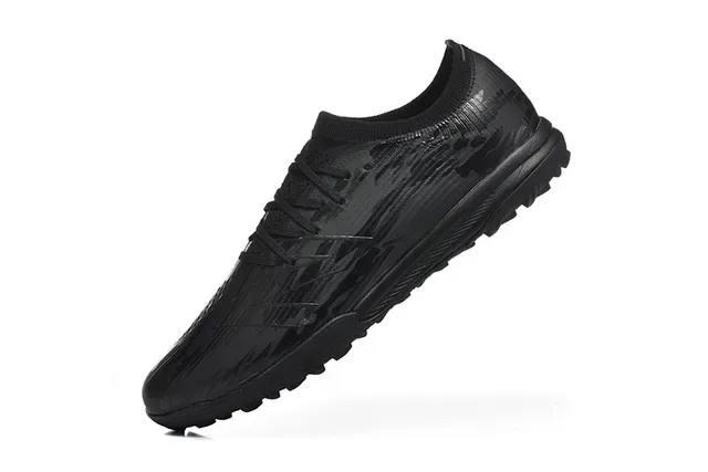 New Balance Black Monochrome Glossy Embossed Upper Turf Soccer Shoes 4