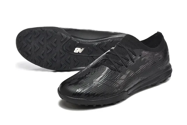 New Balance Black Monochrome Glossy Embossed Upper Turf Soccer Shoes 6