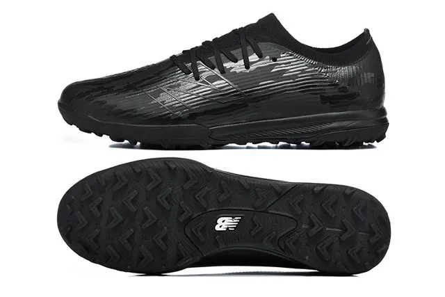 New Balance Black Monochrome Glossy Embossed Upper Turf Soccer Shoes 9