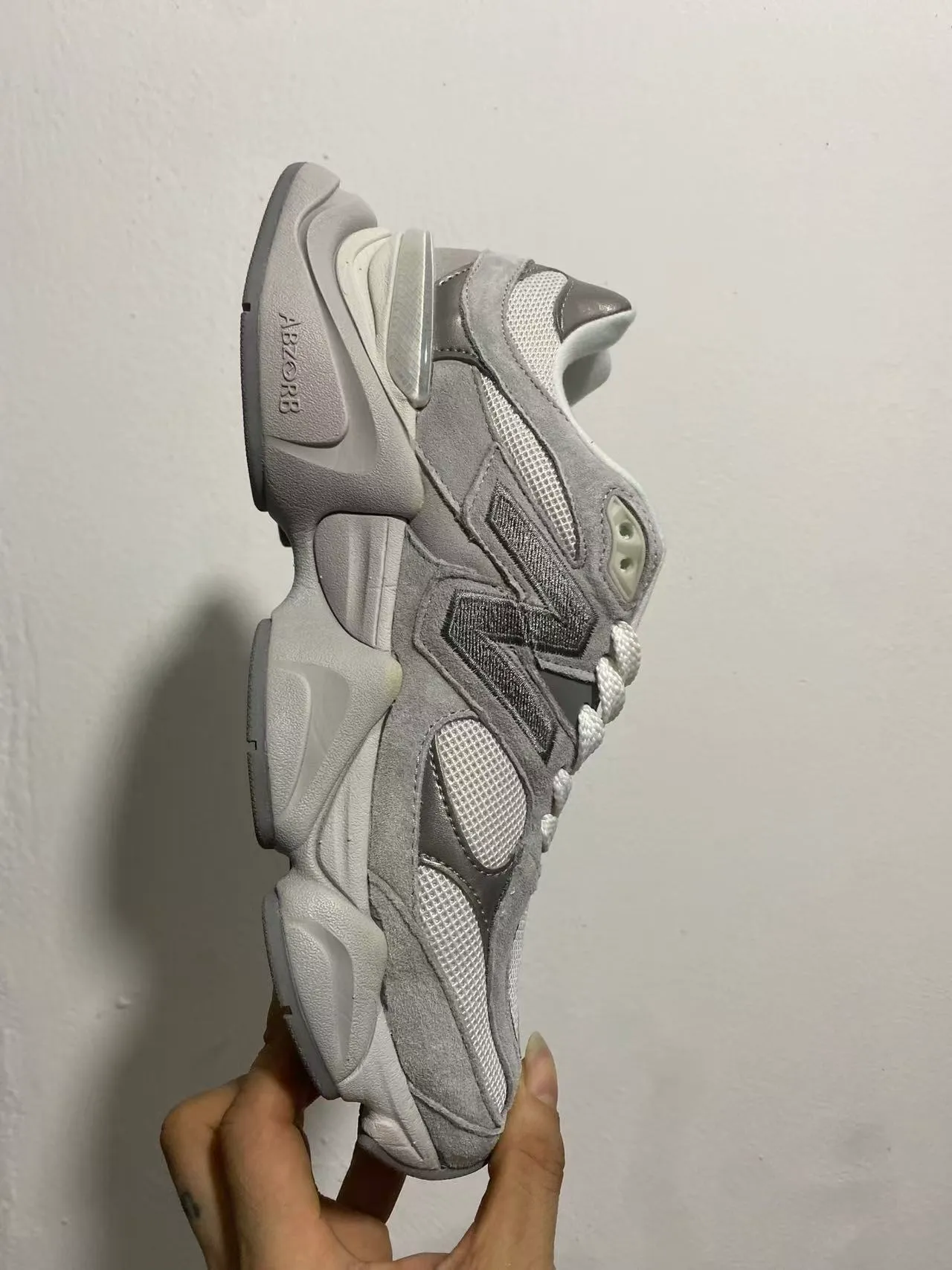New Balance Gray White Multi-Layered Midsole Mixed Mesh And Suede Upper Chunky Sneakers 3