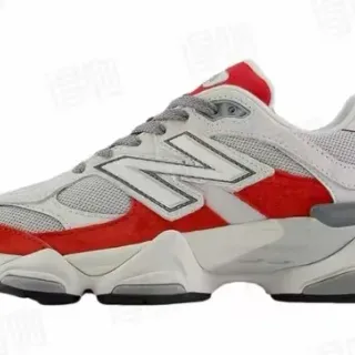 New Balance লাল ধূসর মিডসোল মেশ এবং স্যুড ওভারলে চাঙ্কি স্নিকার্স