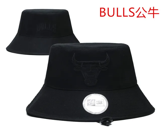 New Era Chicago Bulls কালো লাল এমব্রয়ডারি টিম লোগো কনট্রাস্টিং ট্রিম বকেট হ্যাট 19
