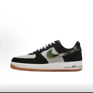 Nike Air Force 1 أسود أبيض كامو Swoosh سنيكرز لايف ستايل