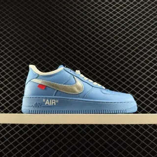 نيكي إير فورس 1 Swoosh أزرق معدني أحذية رياضية أسلوب حياة منخفضة السطح