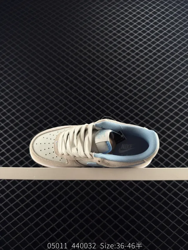 Nike Air Force 1 Low Beige and Light Blue Lifestyle Sneakers 6
