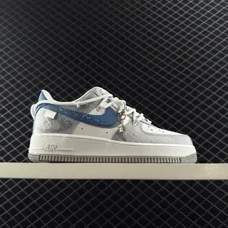 Nike Air Force 1 Low أبيض أزرق نقطي أحذية رياضية لايف ستايل