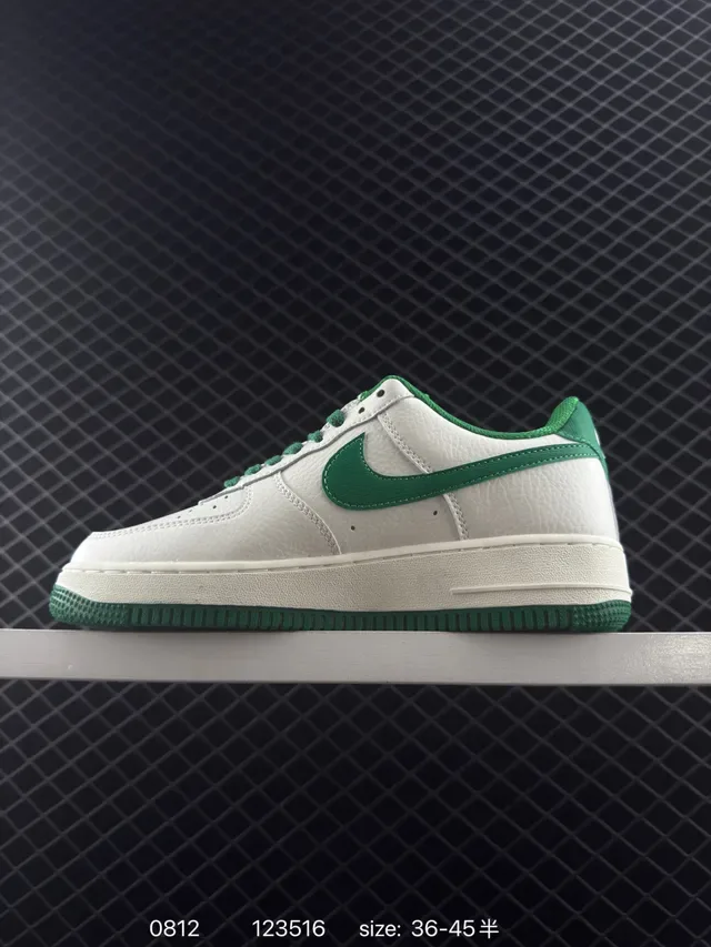 Nike Air Force 1 White and Green Lifestyle Sneakers 5