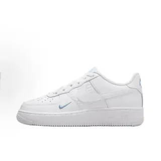 Nike Air Force 1 Blanc Bleu Chaussures Lifestyle Haut en Cuir Lisse Bas
