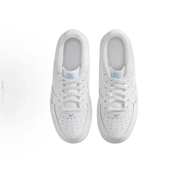 Nike Air Force 1 أبيض أزرق منخفض الارتفاع جلد ناعم علوي نمط حياة حذاء 4