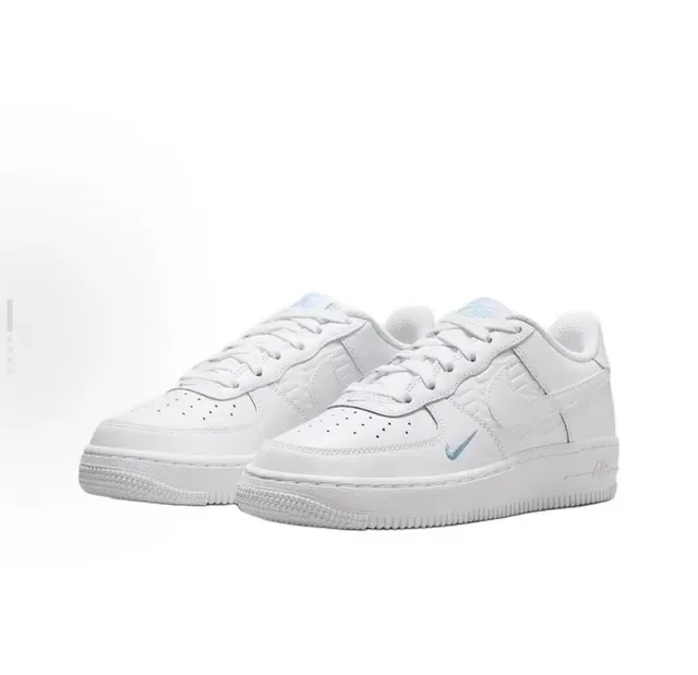 Nike Air Force 1 أبيض أزرق منخفض الارتفاع جلد ناعم علوي نمط حياة حذاء 5