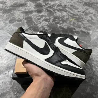 Nike Air Jordan 1 Low أسود أبيض زيتوني حذاء سنيكرز أسلوب الحياة