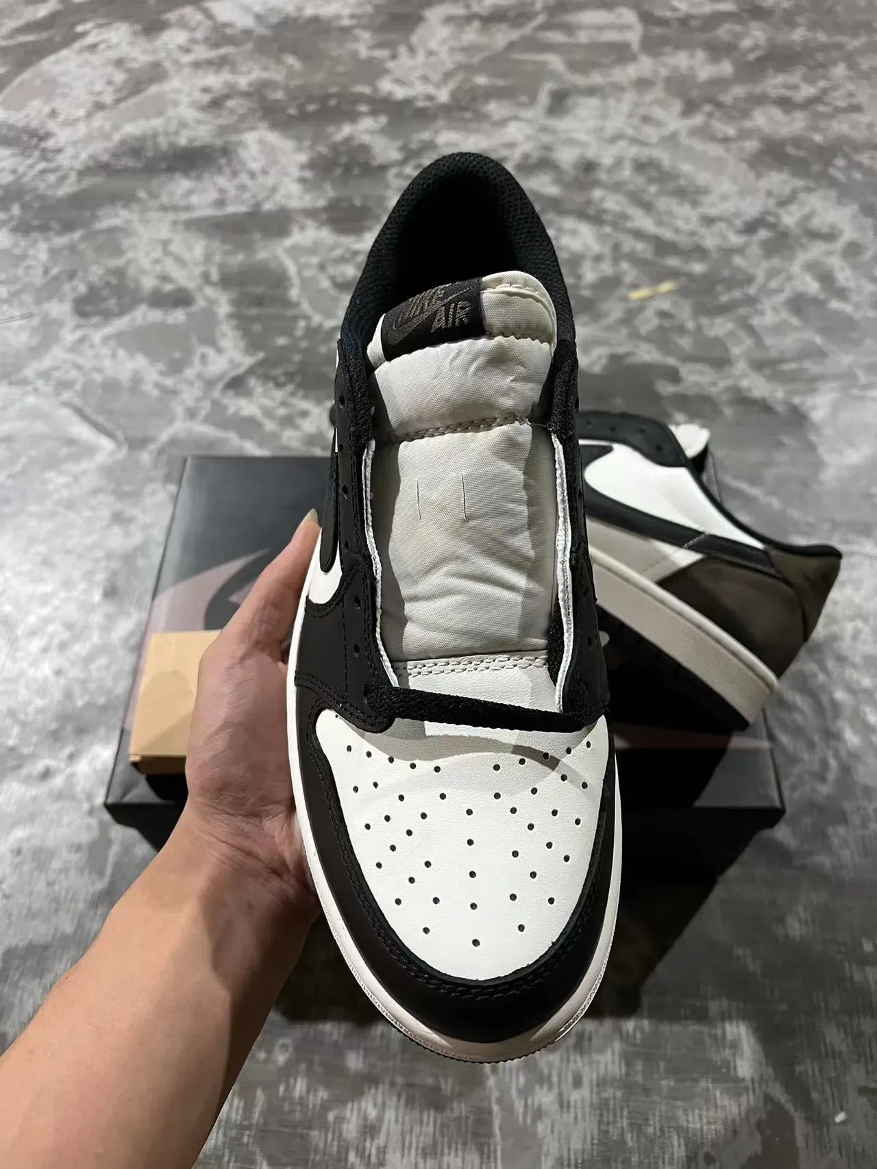 Nike Air Jordan 1 Low Black White Olive Lifestyle Sneakers 3