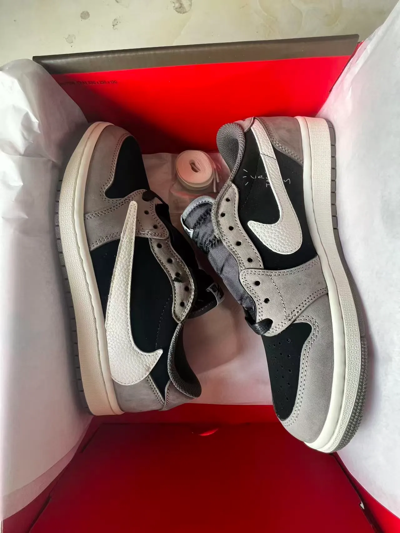Nike Air Jordan 1 Low Gray Black Off-White Lifestyle Sneakers 9